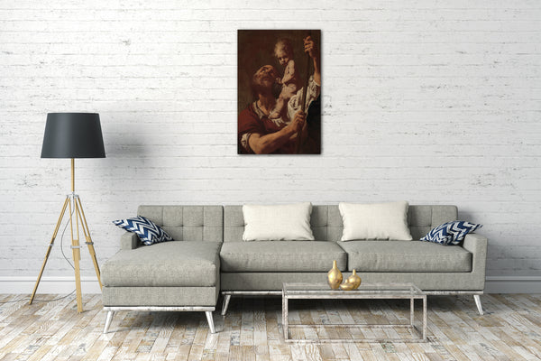 Leinwandbild Giovanni Battista Piazzetta - Heiliger Christophorus, der den Säuglings-Christus trägt