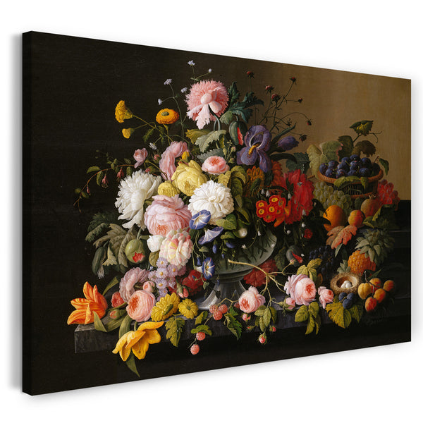 Leinwandbild Severin Roesen - Stillleben: Blumen und Früchte
