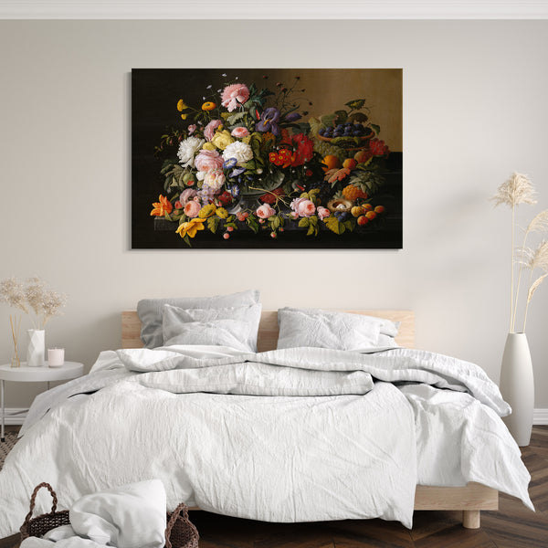 Leinwandbild Severin Roesen - Stillleben: Blumen und Früchte