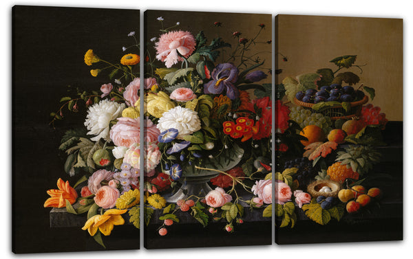Leinwandbild Severin Roesen - Stillleben: Blumen und Früchte