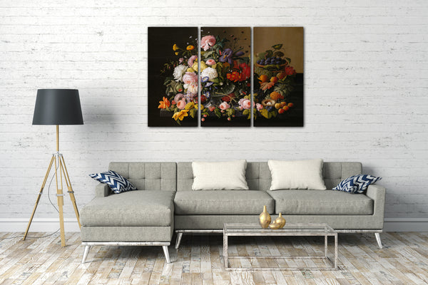 Leinwandbild Severin Roesen - Stillleben: Blumen und Früchte