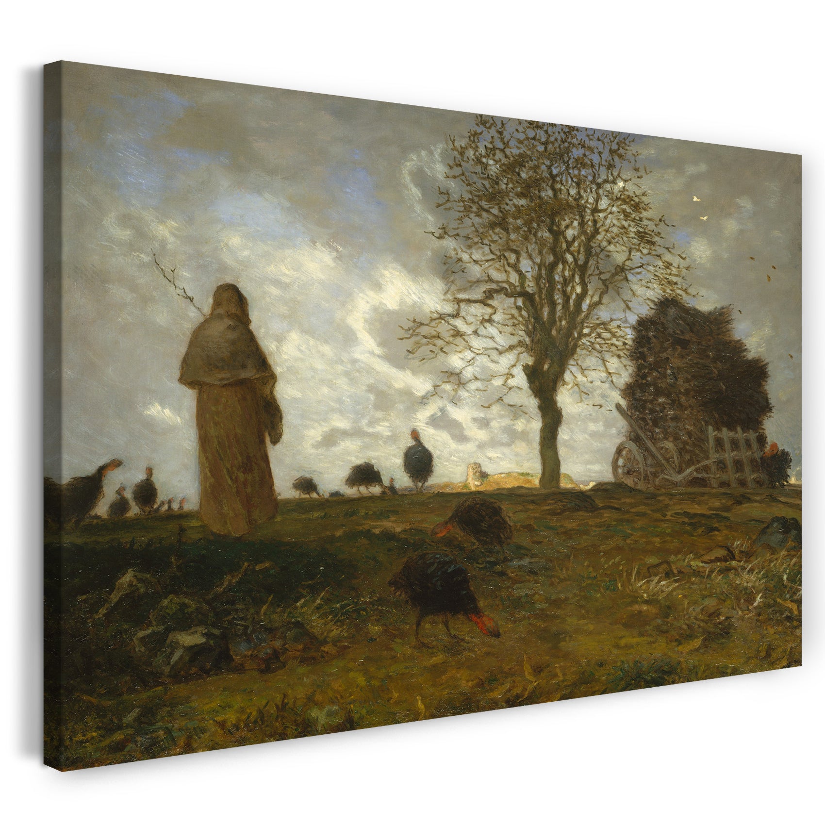 Leinwandbild Jean-François Millet - Herbstlandschaft mit einer Herde von Truthähnen