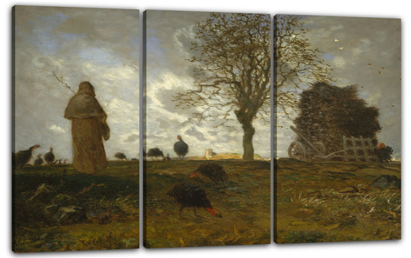 Leinwandbild Jean-François Millet - Herbstlandschaft mit einer Herde von Truthähnen