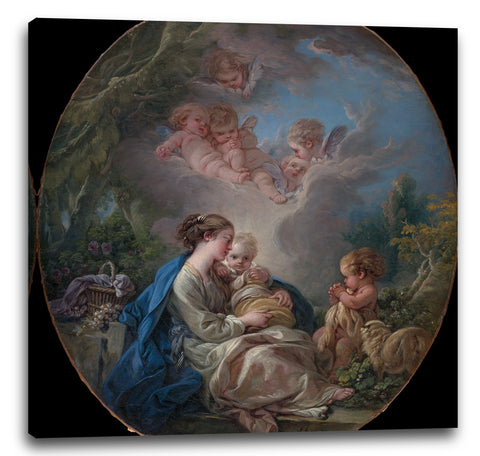 Leinwandbild François Boucher - Jungfrau und Kind mit dem jungen Johannes der Täufer und Engel