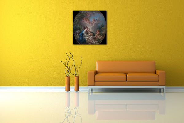 Leinwandbild François Boucher - Jungfrau und Kind mit dem jungen Johannes der Täufer und Engel