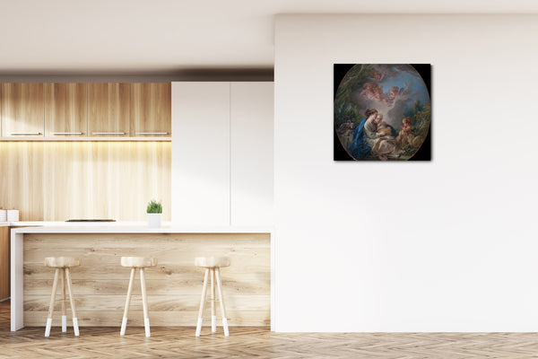 Leinwandbild François Boucher - Jungfrau und Kind mit dem jungen Johannes der Täufer und Engel