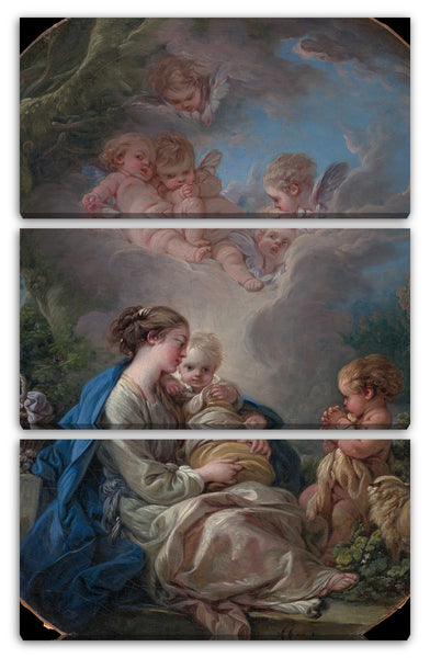 Leinwandbild François Boucher - Jungfrau und Kind mit dem jungen Johannes der Täufer und Engel