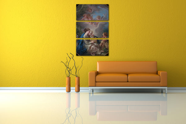 Leinwandbild François Boucher - Jungfrau und Kind mit dem jungen Johannes der Täufer und Engel