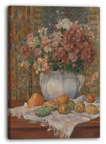 Leinwandbild Auguste Renoir - Stillleben mit Blumen und Kaktusfeigen
