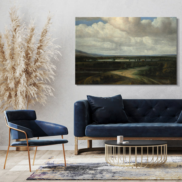 Leinwandbild Philips Koninck - Eine panoramische Landschaft mit einem Landsitz