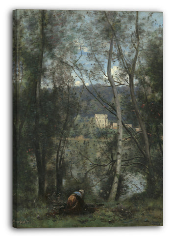 Leinwandbild Camille Corot - Eine Frau, die Holzbündel in Ville-d'Avray sammelt