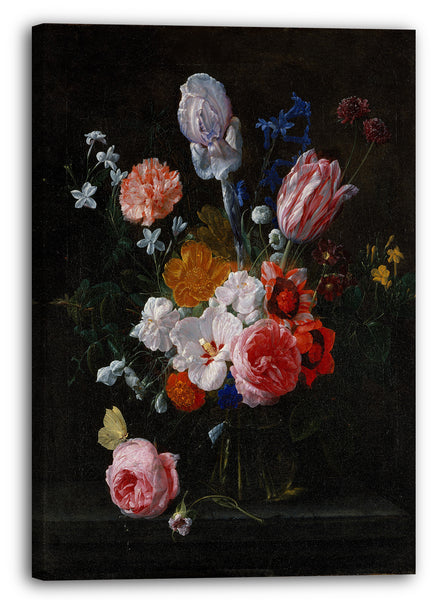 Leinwandbild Nicolaes van Veerendael - Ein Blumenstrauß in einer Kristallvase