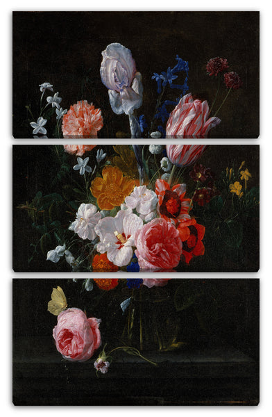 Leinwandbild Nicolaes van Veerendael - Ein Blumenstrauß in einer Kristallvase