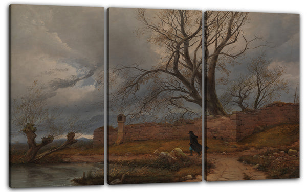 Leinwandbild Julius von Leypold - Wanderer im Sturm