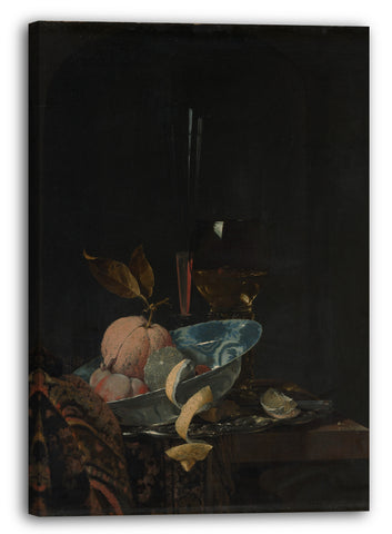 Leinwandbild Willem Kalf - Stillleben mit Obst, Glaswaren und einer Wanli Schale