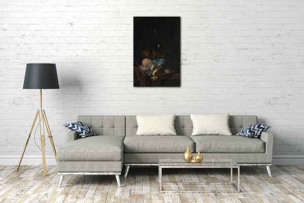 Leinwandbild Willem Kalf - Stillleben mit Obst, Glaswaren und einer Wanli Schale
