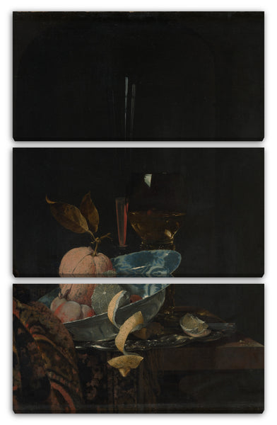 Leinwandbild Willem Kalf - Stillleben mit Obst, Glaswaren und einer Wanli Schale