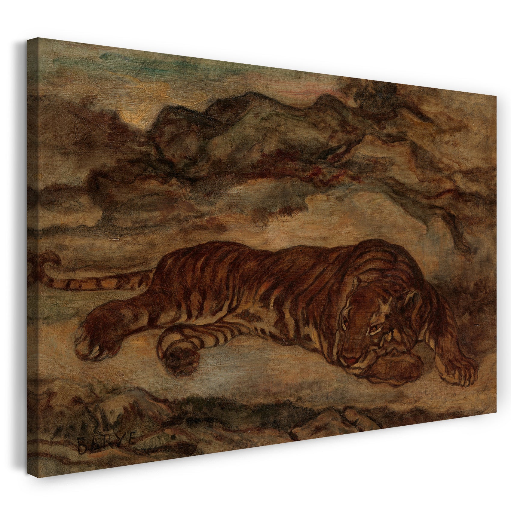 Leinwandbild Antoine-Louis Barye - Tiger beim Ausruhen