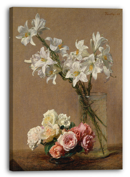 Leinwandbild Henri Fantin-Latour - Rosen und Lilien