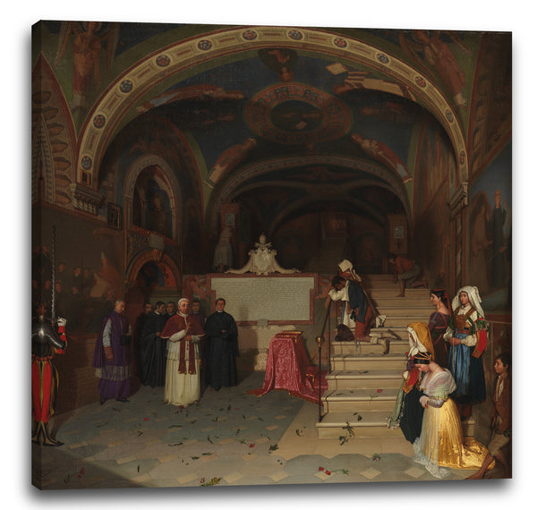 Leinwandbild Jean-François Montessuy - Papst Gregor XVI Besuch der Kirche San Benedetto in Subiaco