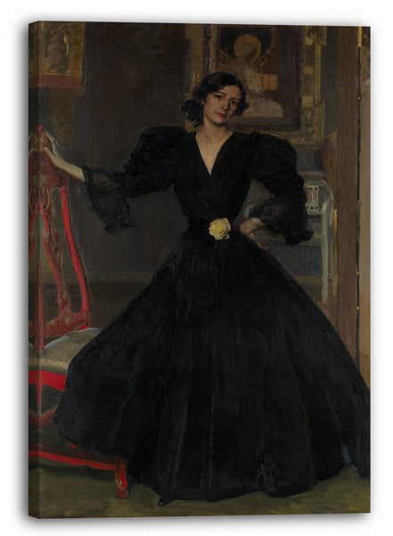 Leinwandbild Joaquín Sorolla und Bastida - Señora de Sorolla (Clotilde García del Castillo, 1865-1929) in Schwarz