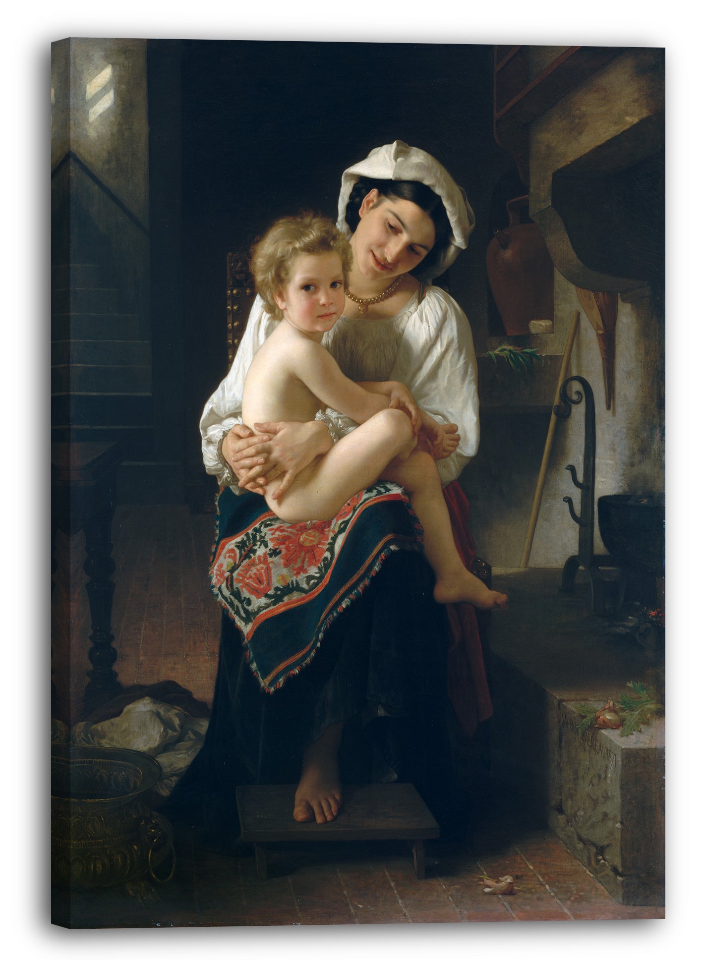 Leinwandbild William Bouguereau - Junge Mutter starrt auf ihr Kind