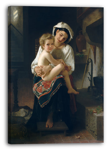 Leinwandbild William Bouguereau - Junge Mutter starrt auf ihr Kind