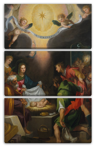 Leinwandbild Cigoli (Ludovico Cardi) (italienisch, Castello di Cigoli 1559-1613 Rom) - Die Anbetung der Hirten mit der heiligen Katharina von Alexandrien