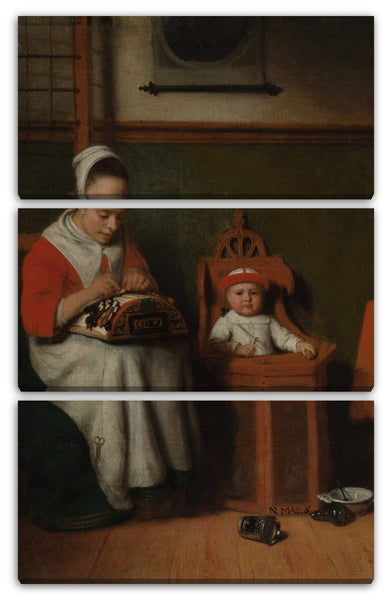 Leinwandbild Nicolaes Maes - Der Spitzenklöppler