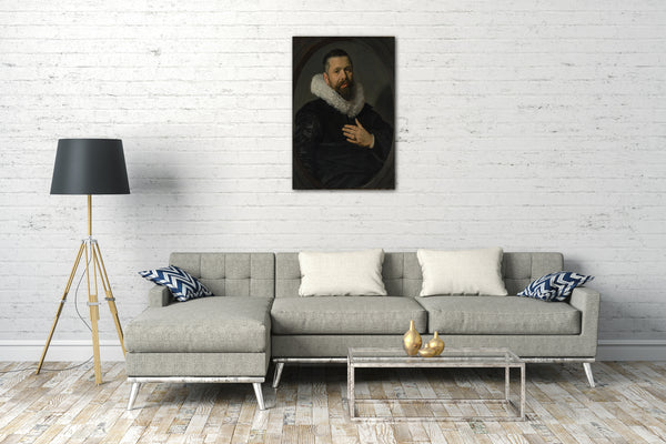 Leinwandbild Frans Hals - Porträt eines bärtigen Mannes mit einem Kampfläufer
