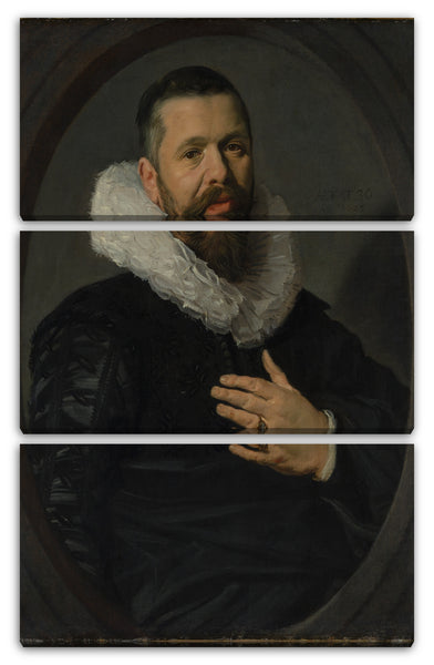 Leinwandbild Frans Hals - Porträt eines bärtigen Mannes mit einem Kampfläufer