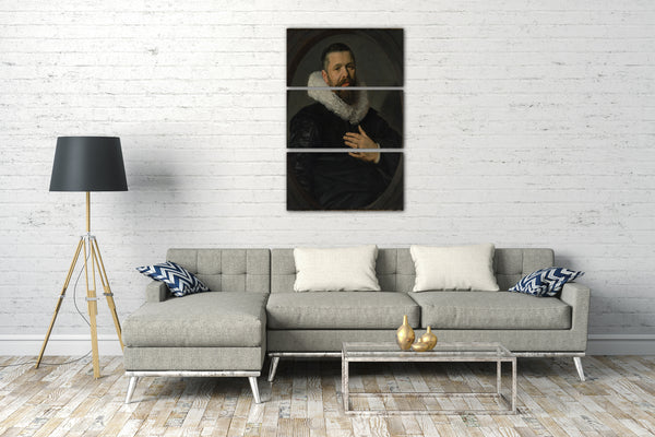 Leinwandbild Frans Hals - Porträt eines bärtigen Mannes mit einem Kampfläufer