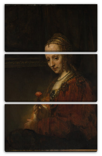 Leinwandbild Rembrandt - Frau mit einer Felsennelke