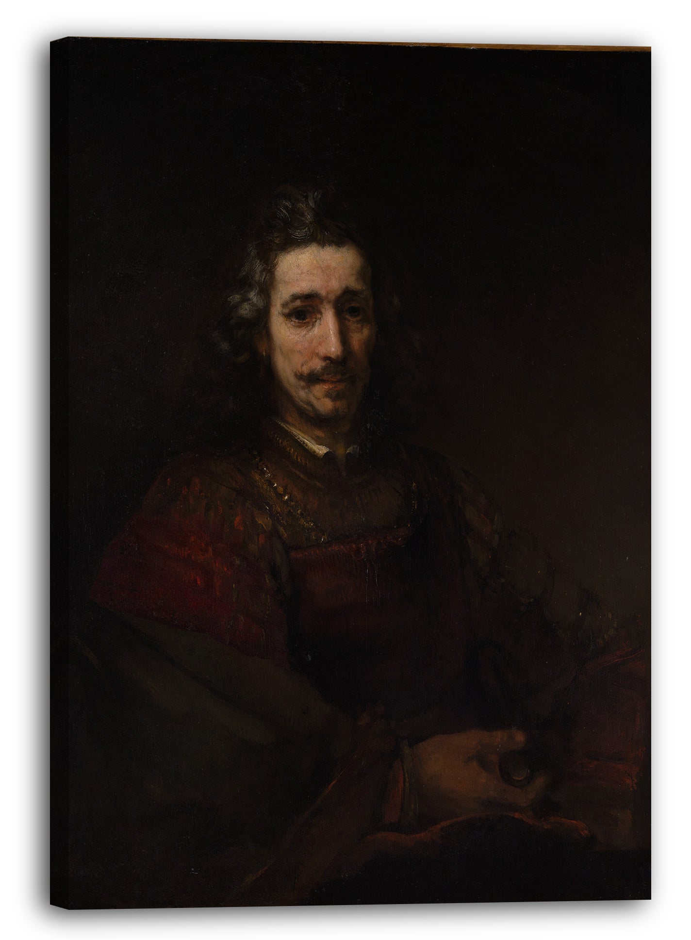 Leinwandbild Rembrandt - Mann mit einer Lupe