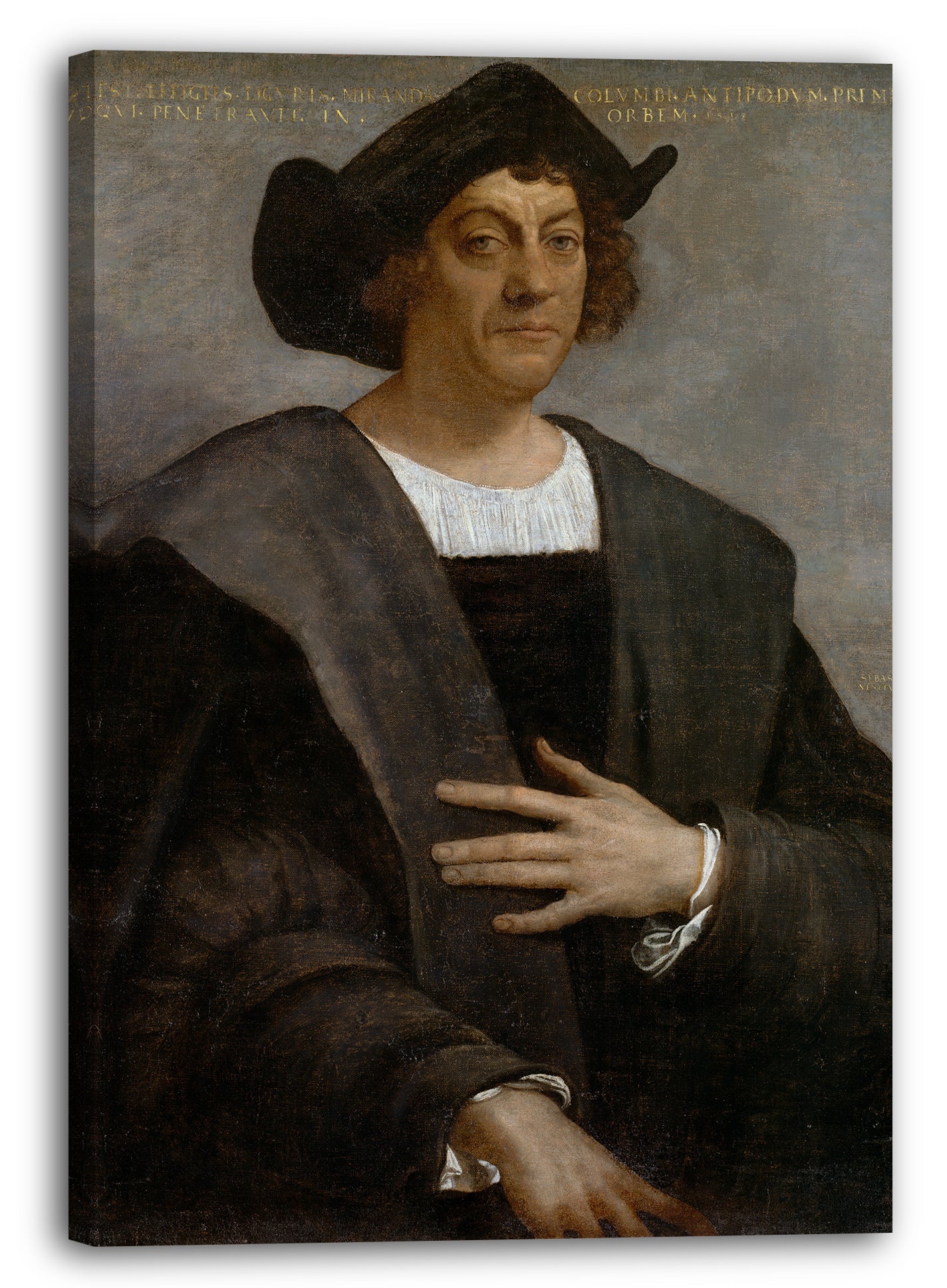 Leinwandbild Sebastiano del Piombo - Porträt eines Mannes, angeblich Christoph Kolumbus (geboren um 1446, gestorben 1506)