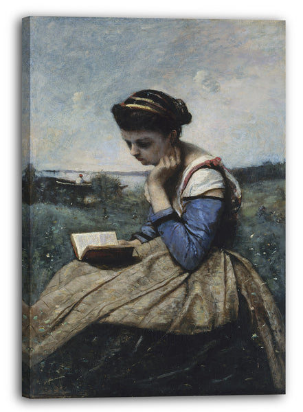 Leinwandbild Camille Corot - Eine lesende Frau