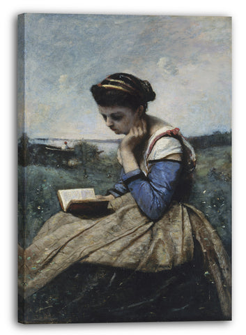 Leinwandbild Camille Corot - Eine lesende Frau