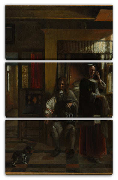 Leinwandbild Pieter de Hooch - Interieur mit einem jungen Paar