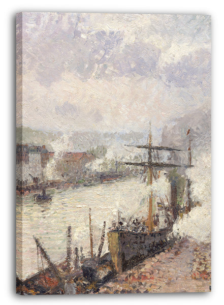 Leinwandbild Camille Pissarro - Dampfschiffe im Hafen von Rouen