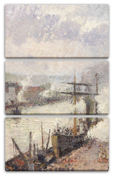 Leinwandbild Camille Pissarro - Dampfschiffe im Hafen von Rouen