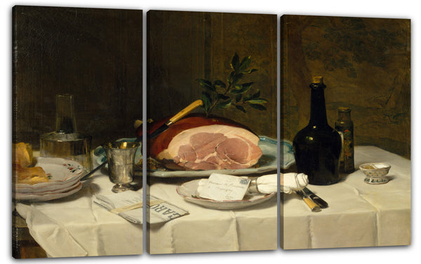 Leinwandbild Philippe Rousseau - Stillleben mit Schinken