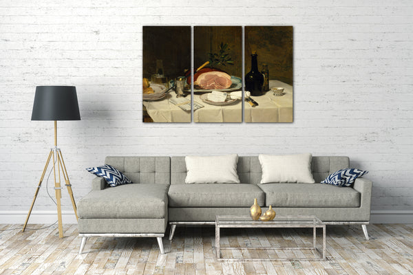 Leinwandbild Philippe Rousseau - Stillleben mit Schinken
