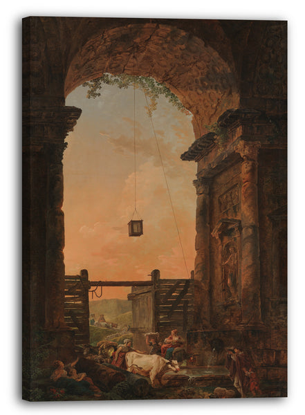 Leinwandbild Hubert Robert - Die Rückkehr des Viehs