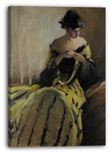 Leinwandbild John White Alexander zugeschrieben - Studie in Schwarz und Grün (Ölskizze)