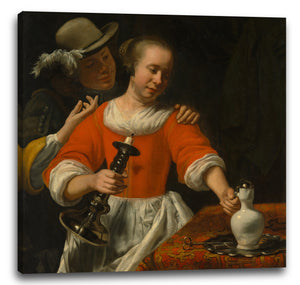 Leinwandbild Cornelis Bisschop - Eine junge Frau und ein Kavalier