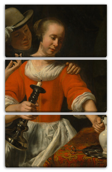 Leinwandbild Cornelis Bisschop - Eine junge Frau und ein Kavalier