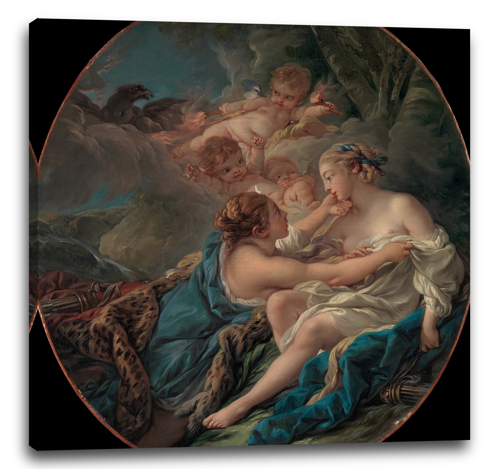 Leinwandbild François Boucher - Jupiter, in der Gestalt von Diana, und Callisto
