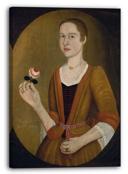Leinwandbild Pieter Vanderlyn zugeschrieben - Junge Dame mit einer Rose