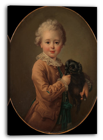 Leinwandbild François Hubert Drouais - Junge mit einem schwarzen Spaniel