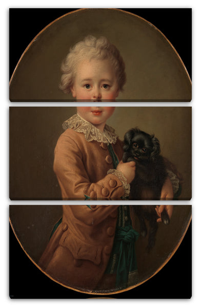 Leinwandbild François Hubert Drouais - Junge mit einem schwarzen Spaniel